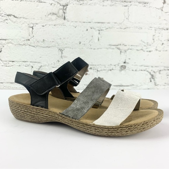 Rieker Regina Contrast Floral Metallic Ankle Heel Strap Sandals 42 - Picture 5 of 12